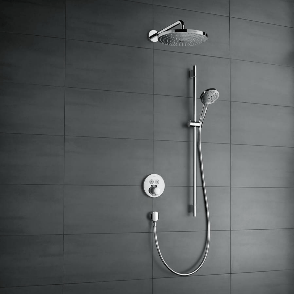 Raindance Select E 2jet Overhead Shower with shower arm - Premium Showers from Hansgrohe - Just GHS5825! Shop now at Kimo in Ghana
